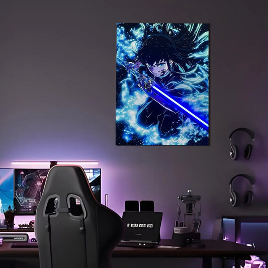 Singeee tokitou demon slayer neon poster and neon sign on the wall of gaming room