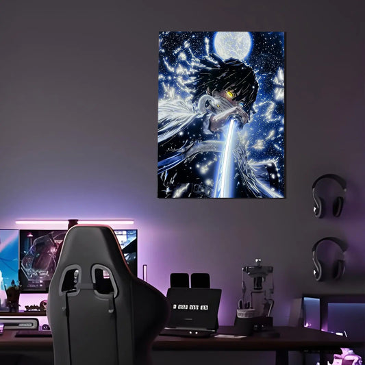 Singeee Obanai demon slayer neon poster and neon sign on the gaming room's wall