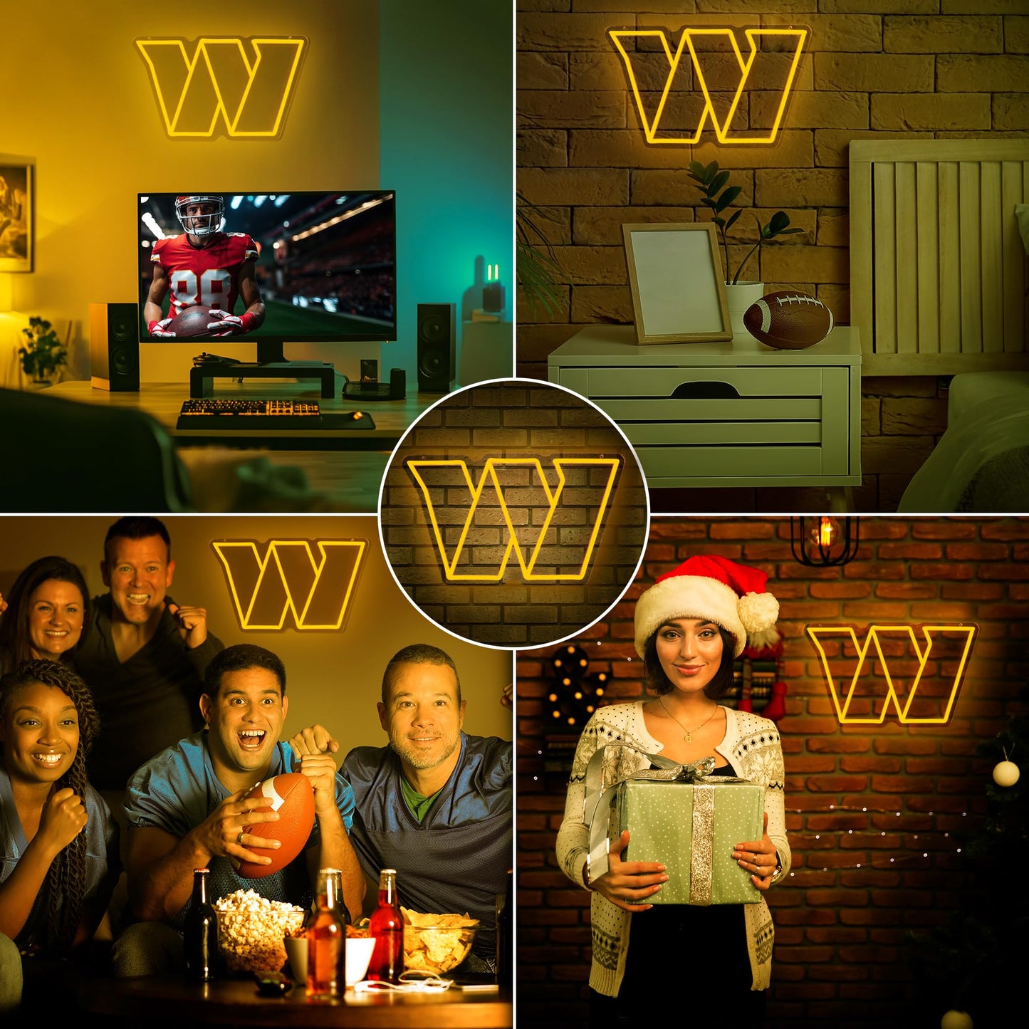 Washington Commanders Team Logo Football Neon Sign rendering 2