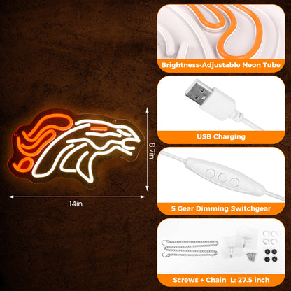 Denver Broncos Team Logo Football Neon Sign details