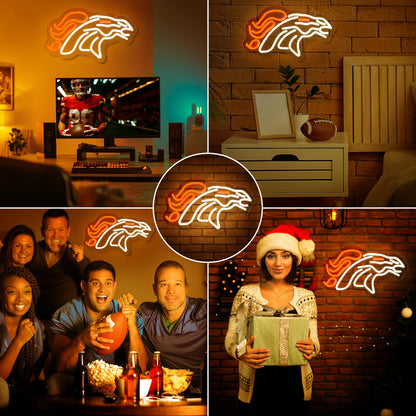 Denver Broncos Team Logo Football Neon Sign rendering 3