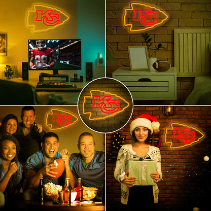 Kansas City Chiefs Team Logo Football Neon Sign rendering