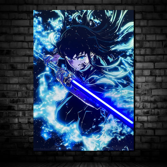 Muichirou Slash Glow - Neon Mural