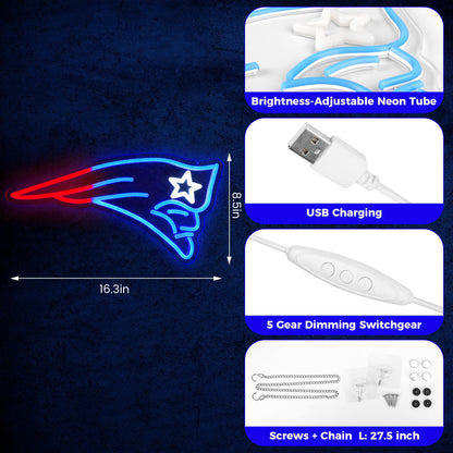 New England Patriots Team Logo Football Neon Sign details