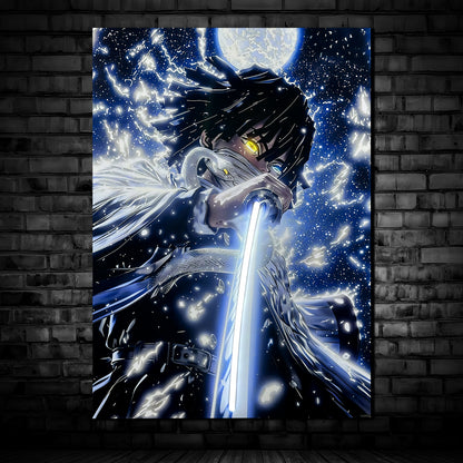 Obanai Slash Glow - Neon Mural