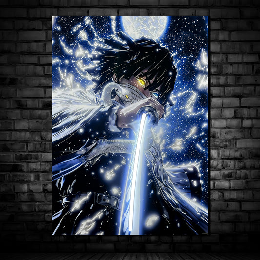 Obanai Slash Glow - Neon Mural