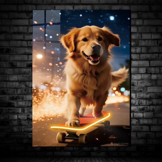 Skateboarding dog 2 Neon poster