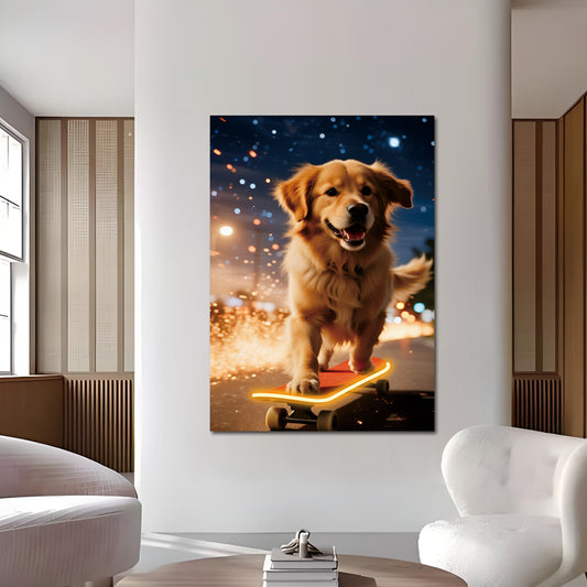 Skateboarding dog 2 Neon poster