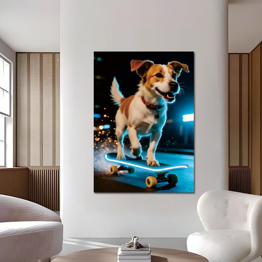 Skateboarding dog 3 - Neon Poster