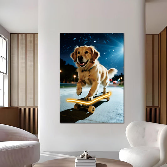Skateboarding dog5 - Neon Poster