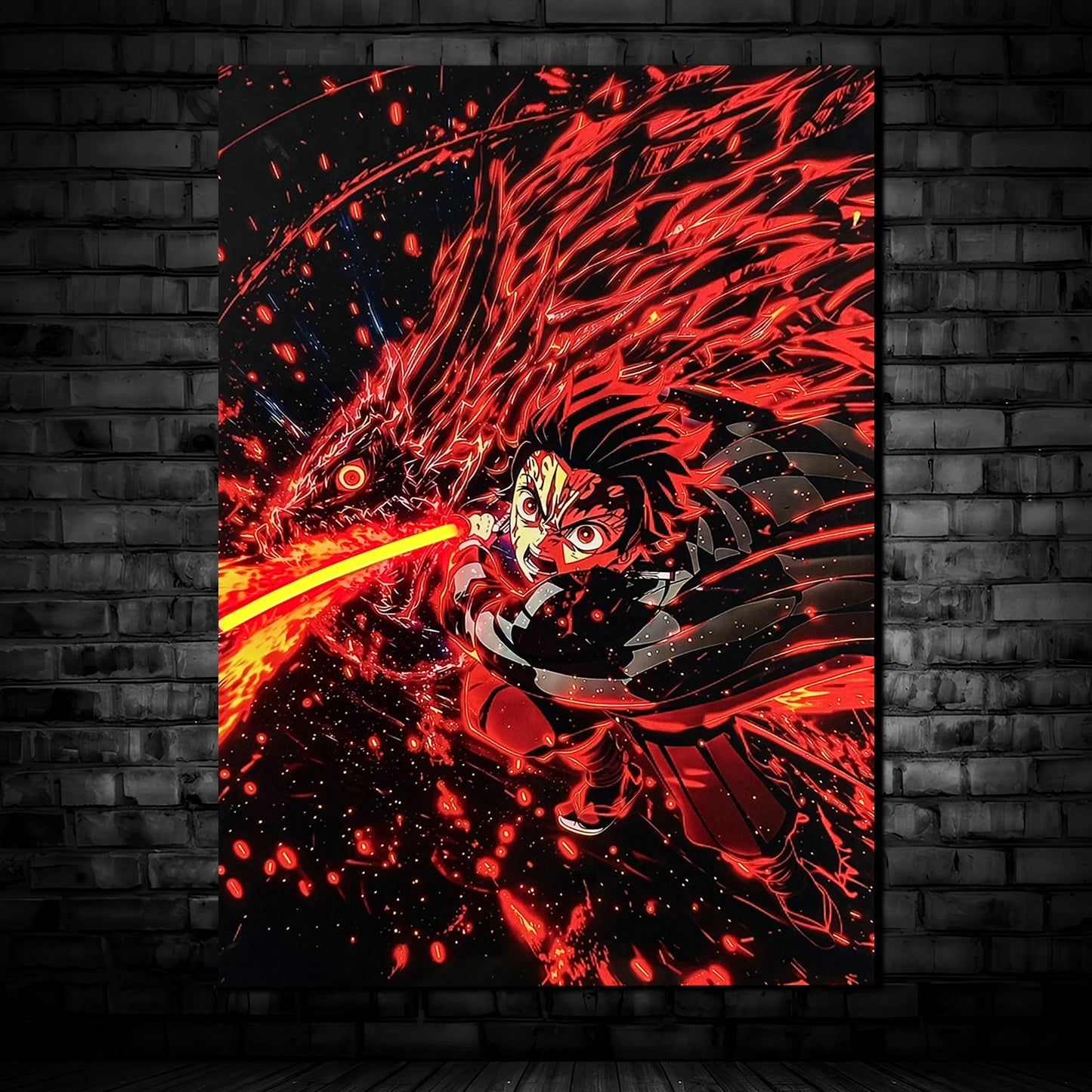 炭治郎の斬撃の輝き - ネオン壁画