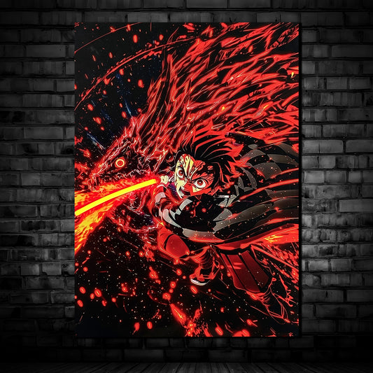 Tanjirou Slash Glow - Neon Mural