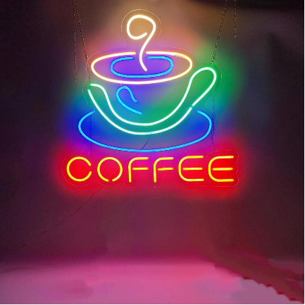 コーヒーネオンサイン – ビジネス、ショップ、レストランの装飾に最適な居心地の良いLEDライト