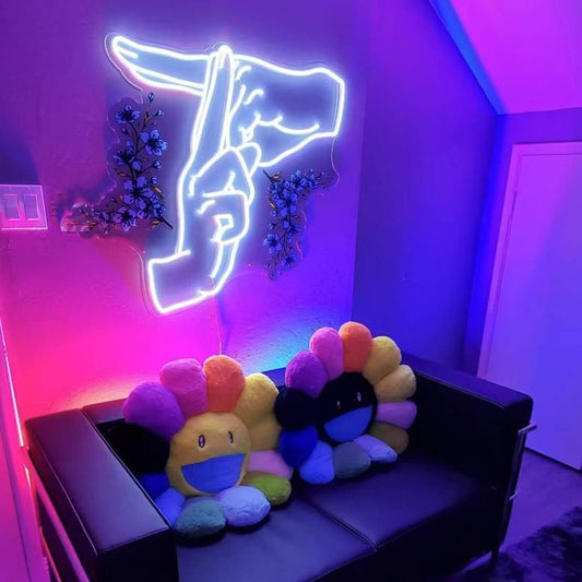 cool gestures neon sign rendering