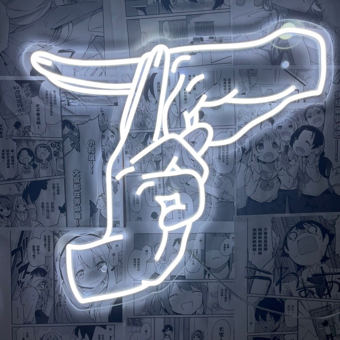 cool gestures neon sign white