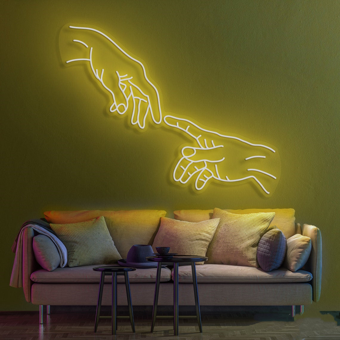 fingertip touch custom neon sign yellow